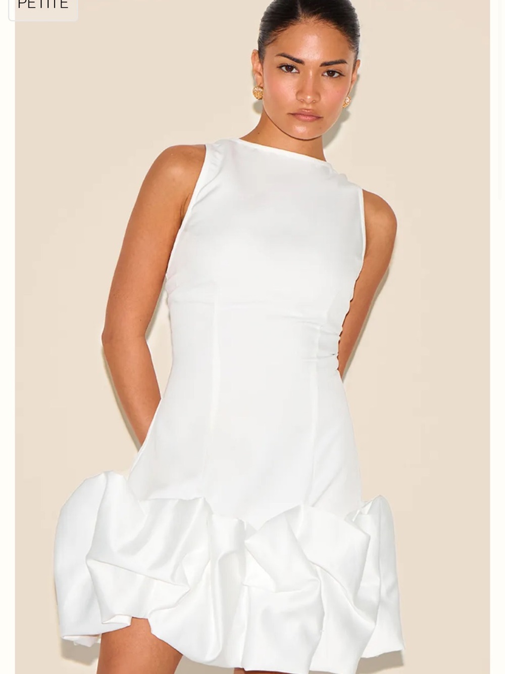 PrettyLittleThing White Sleeveless Mini Dress with Ruffle Hem